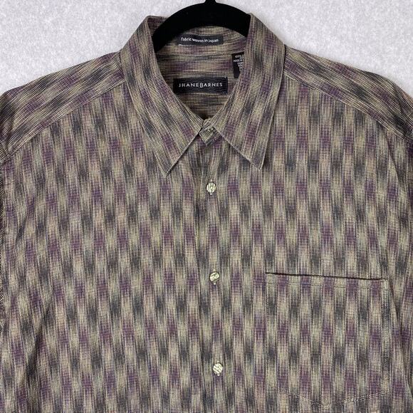 Vintage Jhane Barnes Shirt Mens M Fabric Woven in Japan Abstract Button Up - Picture 2 of 7